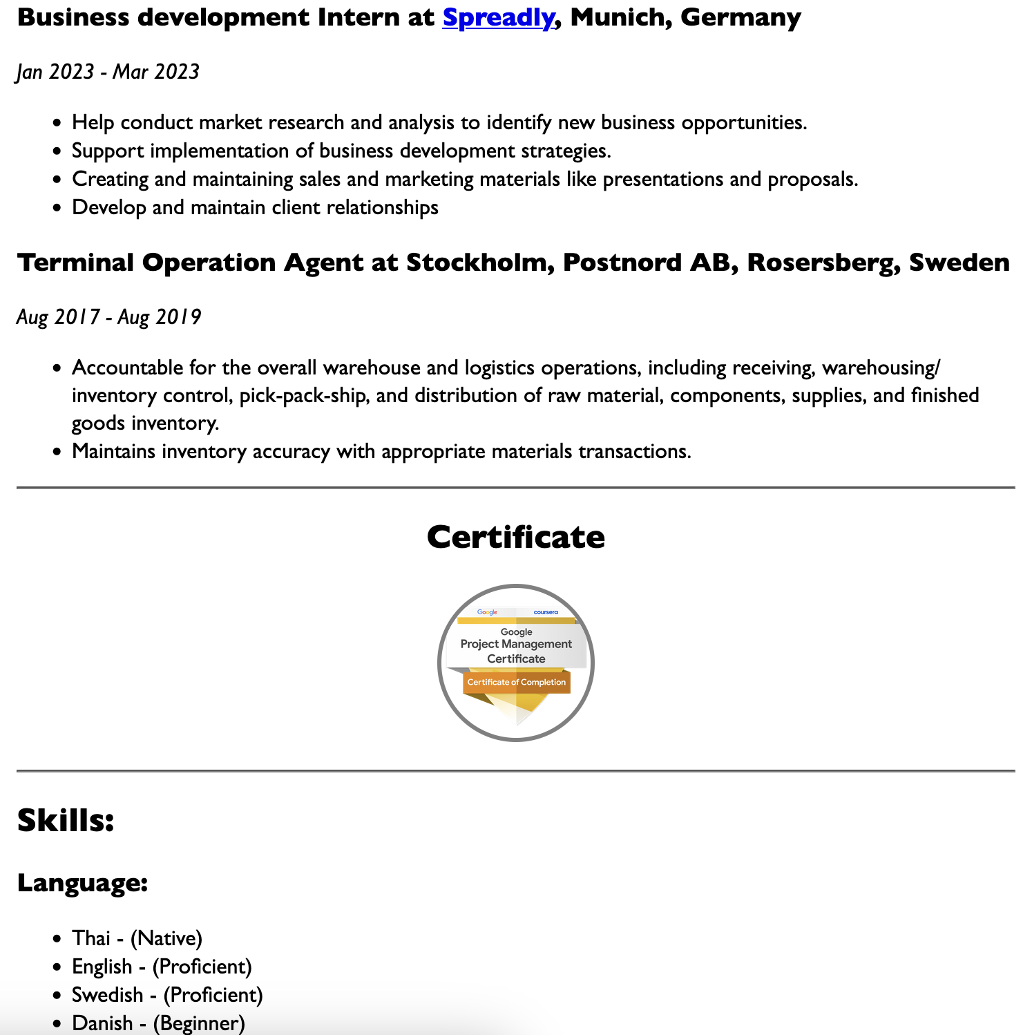 resume project